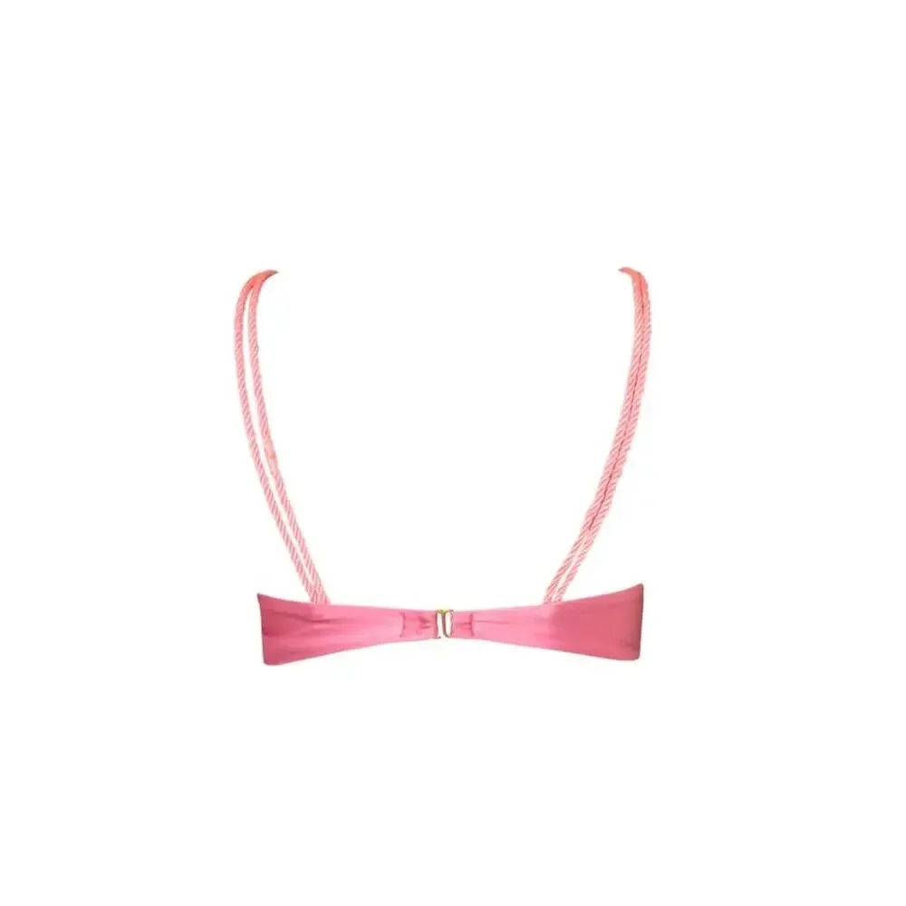 Baobab Lula Underwire Bikini Top Bubblegum Pink Rope Trim Ruched Size Small